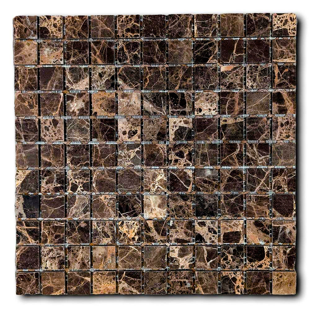 1x1 Emperador Dark Marble Honed Mosaic Tile 1x1 Emperador Dark Marble Honed Mosaic Tile - American Tile Depot