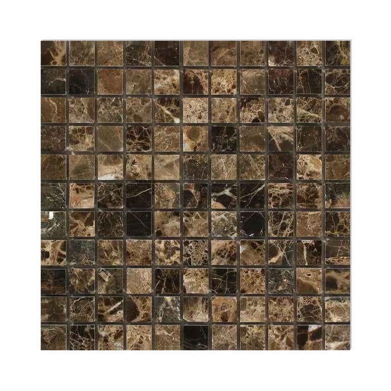 1x1 Emperador Dark Marble Polished Mosaic Tile 1x1 Emperador Dark Marble Polished Mosaic Tile - American Tile Depot