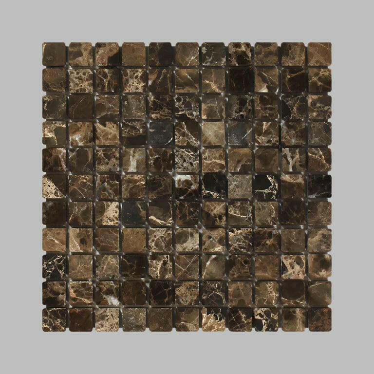1x1 Emperador Dark Marble Tumbled Mosaic Tile 1x1 Emperador Dark Marble Tumbled Mosaic Tile - American Tile Depot