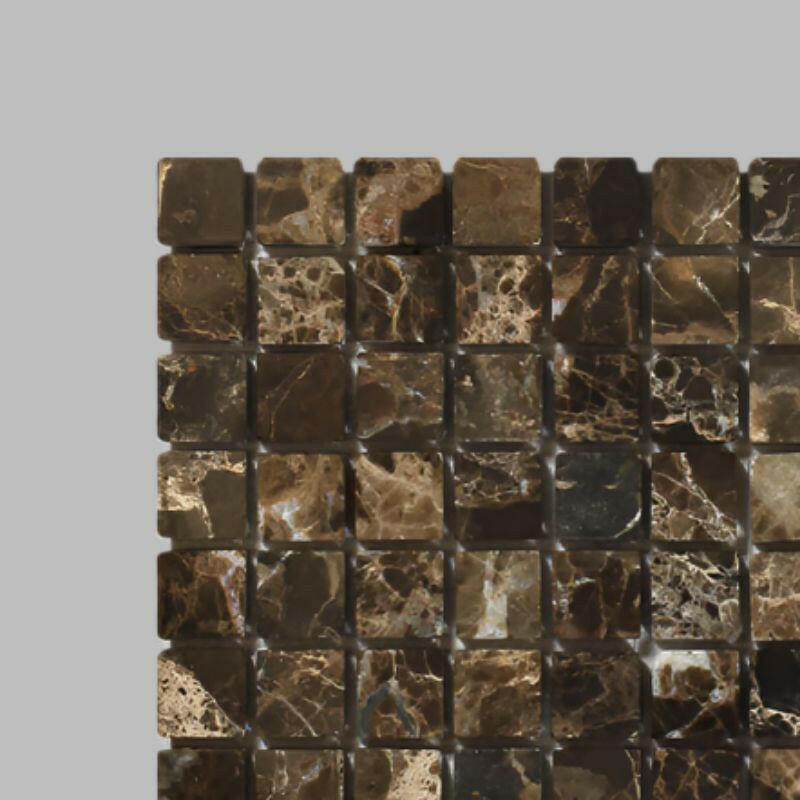 1x1 Emperador Dark Marble Tumbled Mosaic Tile 1x1 Emperador Dark Marble Tumbled Mosaic Tile - American Tile Depot