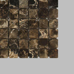 1x1 Emperador Dark Marble Tumbled Mosaic Tile 1x1 Emperador Dark Marble Tumbled Mosaic Tile - American Tile Depot