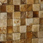 1x1 Gold / Yellow Travertine HI-LOW Split-Faced Mosaic Tile 1x1 Gold / Yellow Travertine HI-LOW Split-Faced Mosaic Tile - American Tile Depot