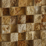 1x1 Gold / Yellow Travertine HI-LOW Split-Faced Mosaic Tile 1x1 Gold / Yellow Travertine HI-LOW Split-Faced Mosaic Tile - American Tile Depot