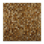 1x1 Gold / Yellow Travertine HI-LOW Split-Faced Mosaic Tile 1x1 Gold / Yellow Travertine HI-LOW Split-Faced Mosaic Tile - American Tile Depot