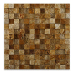 1x1 Gold / Yellow Travertine HI-LOW Split-Faced Mosaic Tile 1x1 Gold / Yellow Travertine HI-LOW Split-Faced Mosaic Tile - American Tile Depot