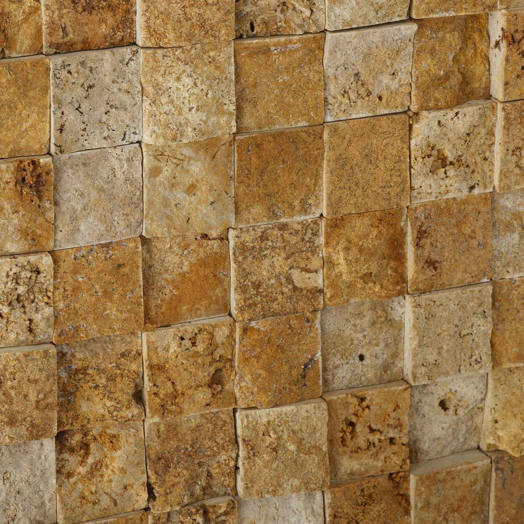 1x1 Gold / Yellow Travertine Split-Faced Mosaic Tile 1x1 Gold / Yellow Travertine Split-Faced Mosaic Tile - American Tile Depot