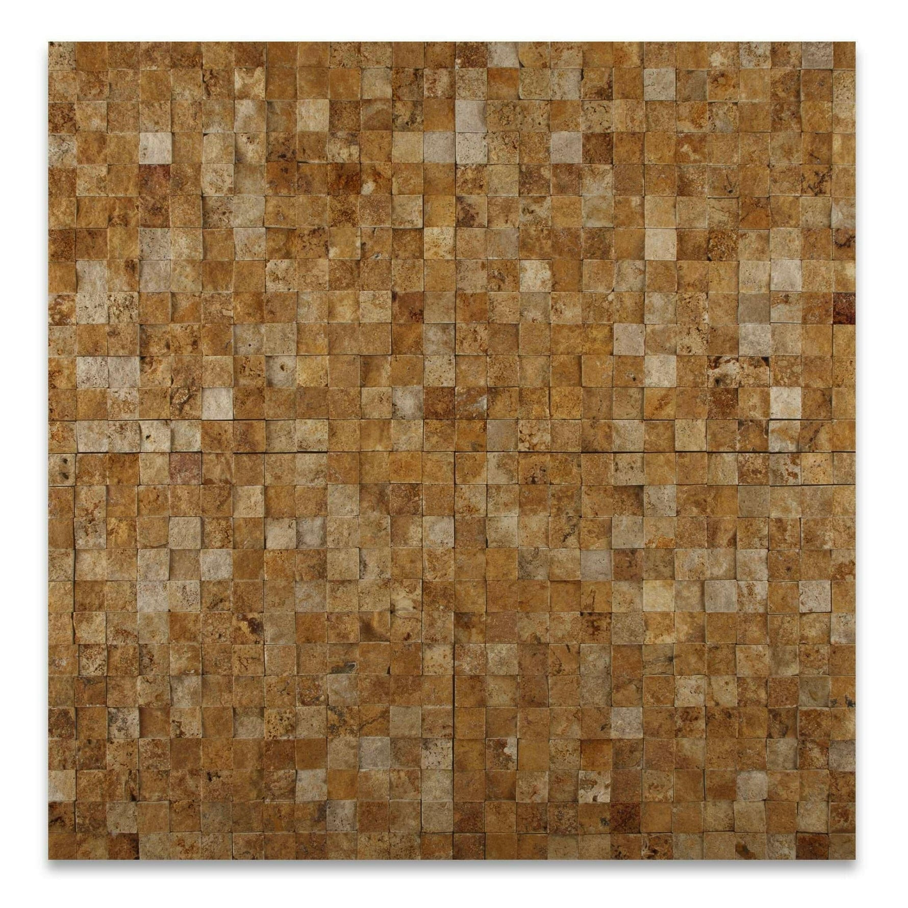 1x1 Gold / Yellow Travertine Split-Faced Mosaic Tile 1x1 Gold / Yellow Travertine Split-Faced Mosaic Tile - American Tile Depot