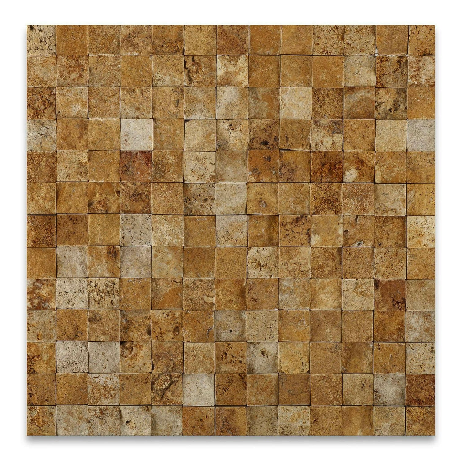1x1 Gold / Yellow Travertine Split-Faced Mosaic Tile 1x1 Gold / Yellow Travertine Split-Faced Mosaic Tile - American Tile Depot
