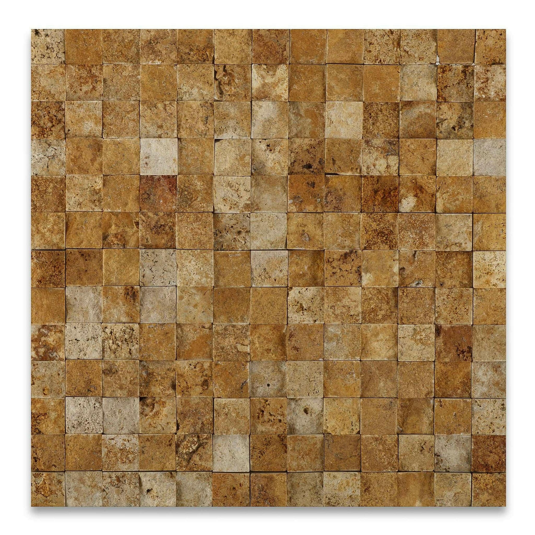 1x1 Gold / Yellow Travertine Split-Faced Mosaic Tile 1x1 Gold / Yellow Travertine Split-Faced Mosaic Tile - American Tile Depot
