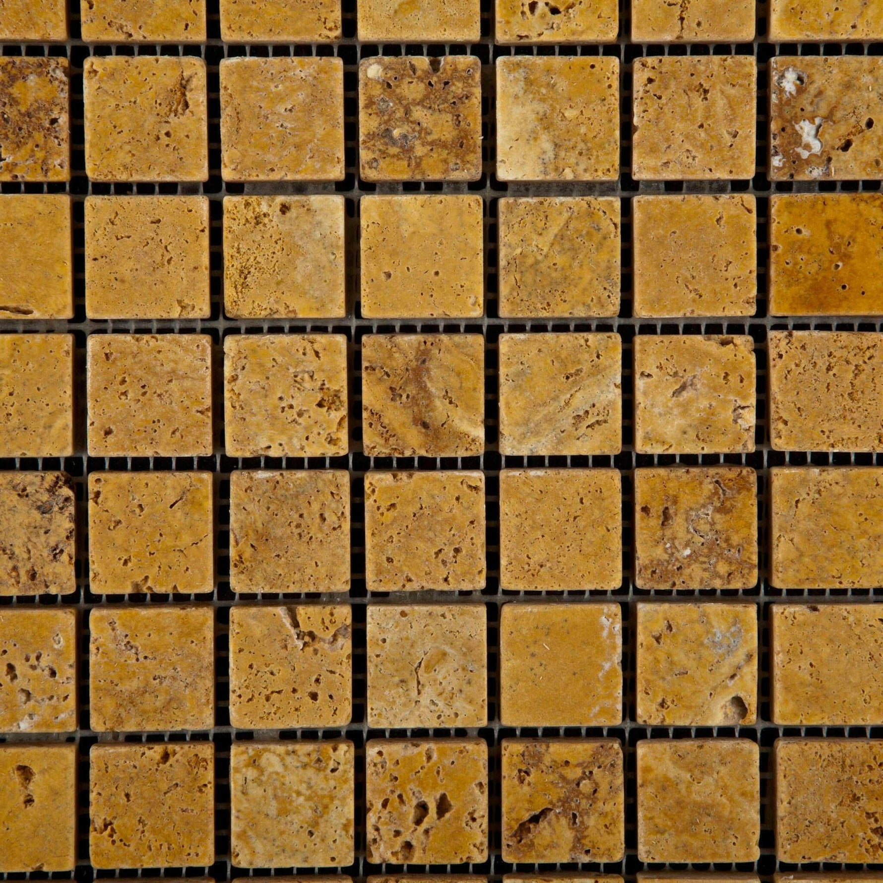 1x1 Gold / Yellow Travertine Tumbled Mosaic Tile 1x1 Gold / Yellow Travertine Tumbled Mosaic Tile - American Tile Depot