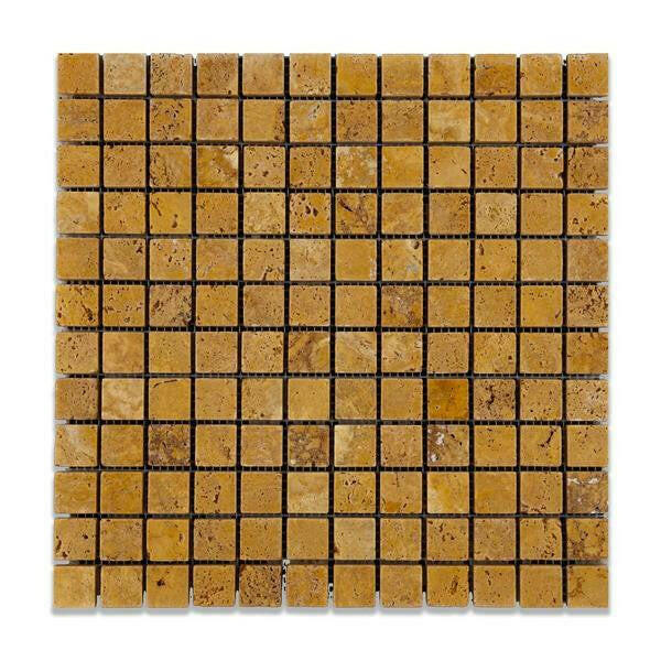 1x1 Gold / Yellow Travertine Tumbled Mosaic Tile 1x1 Gold / Yellow Travertine Tumbled Mosaic Tile - American Tile Depot