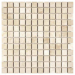 1x1 Ivory Travertine Filled & Honed Mosaic Tile - American Tile Depot