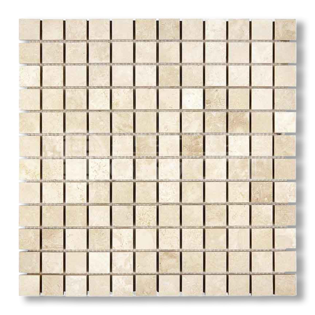 1x1 Ivory Travertine Filled & Honed Mosaic Tile - American Tile Depot
