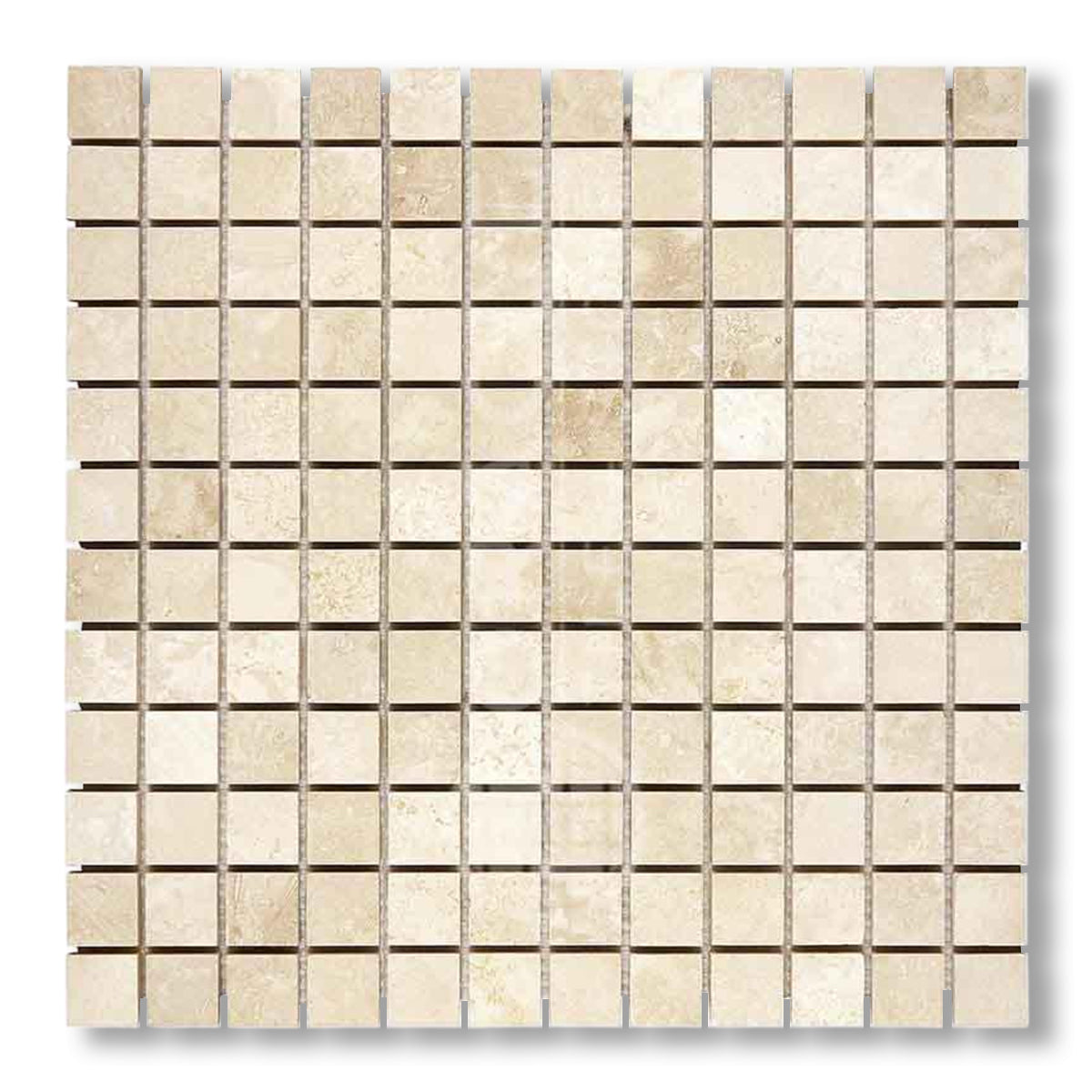 1x1 Ivory Travertine Filled & Honed Mosaic Tile - American Tile Depot