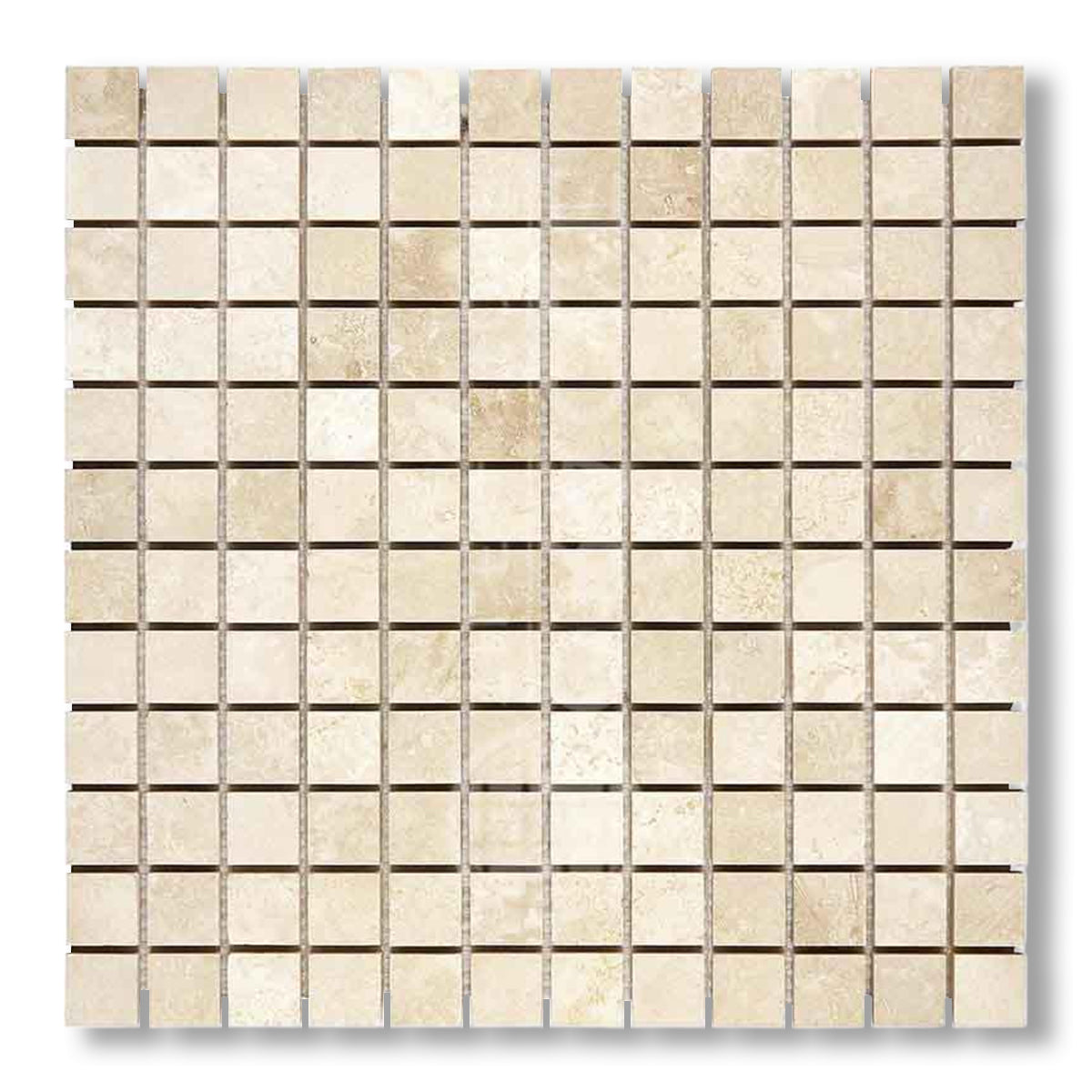 1x1 Ivory Travertine Filled & Honed Mosaic Tile - American Tile Depot