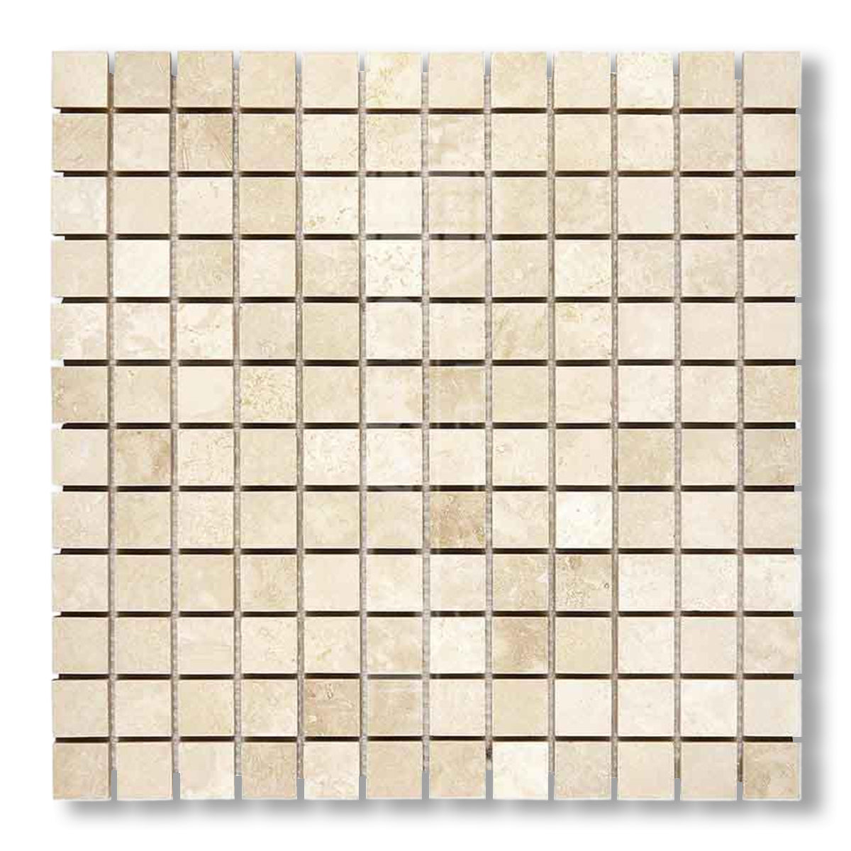 1x1 Ivory Travertine Filled & Honed Mosaic Tile - American Tile Depot