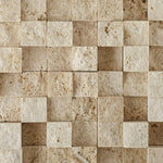 1x1 Ivory Travertine HI-LOW Split-Faced Mosaic Tile 1x1 Ivory Travertine HI-LOW Split-Faced Mosaic Tile - American Tile Depot