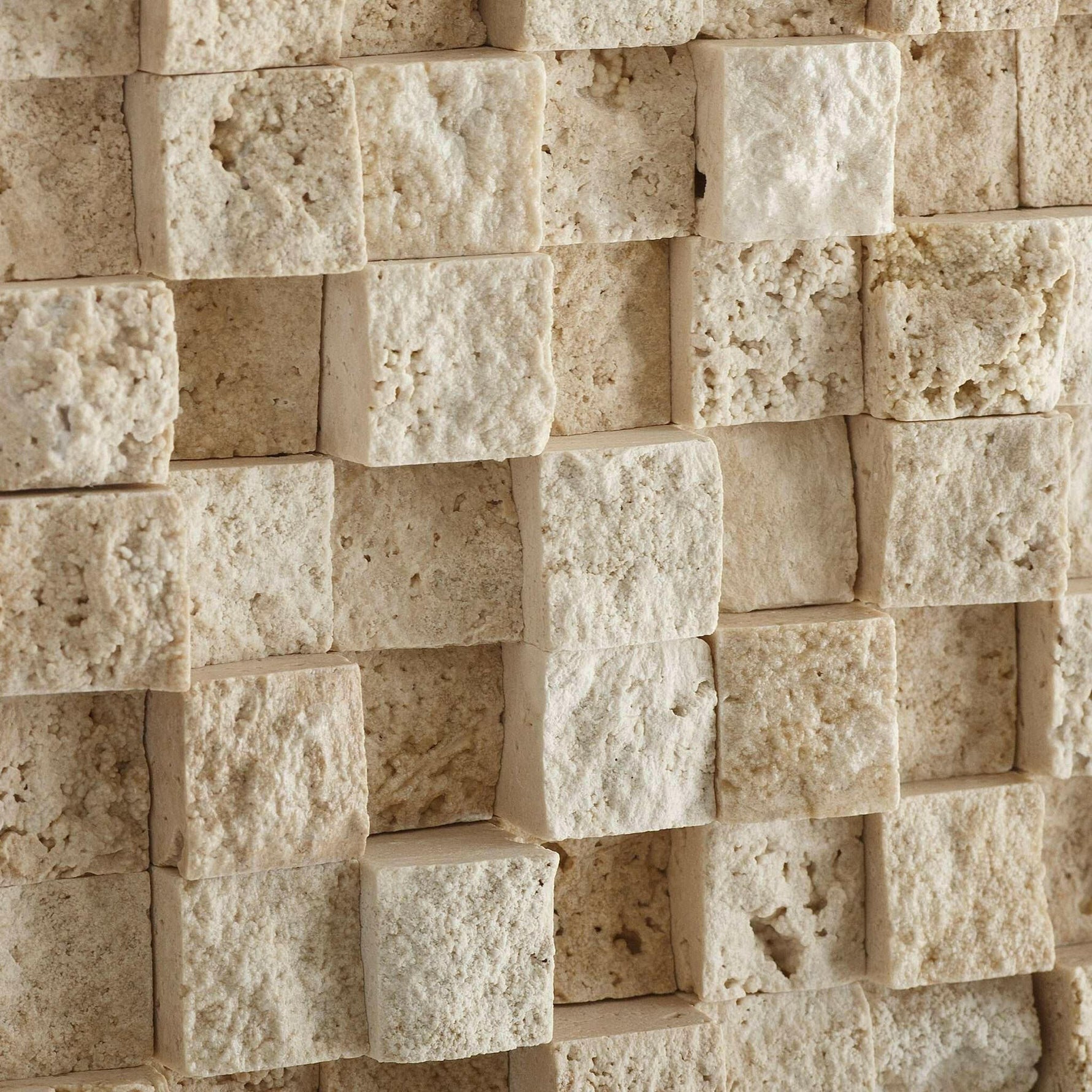 1x1 Ivory Travertine HI-LOW Split-Faced Mosaic Tile 1x1 Ivory Travertine HI-LOW Split-Faced Mosaic Tile - American Tile Depot