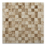 1x1 Ivory Travertine HI-LOW Split-Faced Mosaic Tile 1x1 Ivory Travertine HI-LOW Split-Faced Mosaic Tile - American Tile Depot