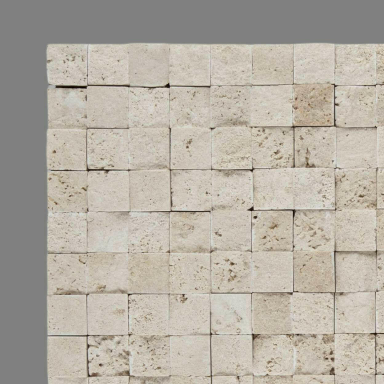1x1 Ivory Travertine Split-Faced Mosaic Tile 1x1 Ivory Travertine Split-Faced Mosaic Tile - American Tile Depot