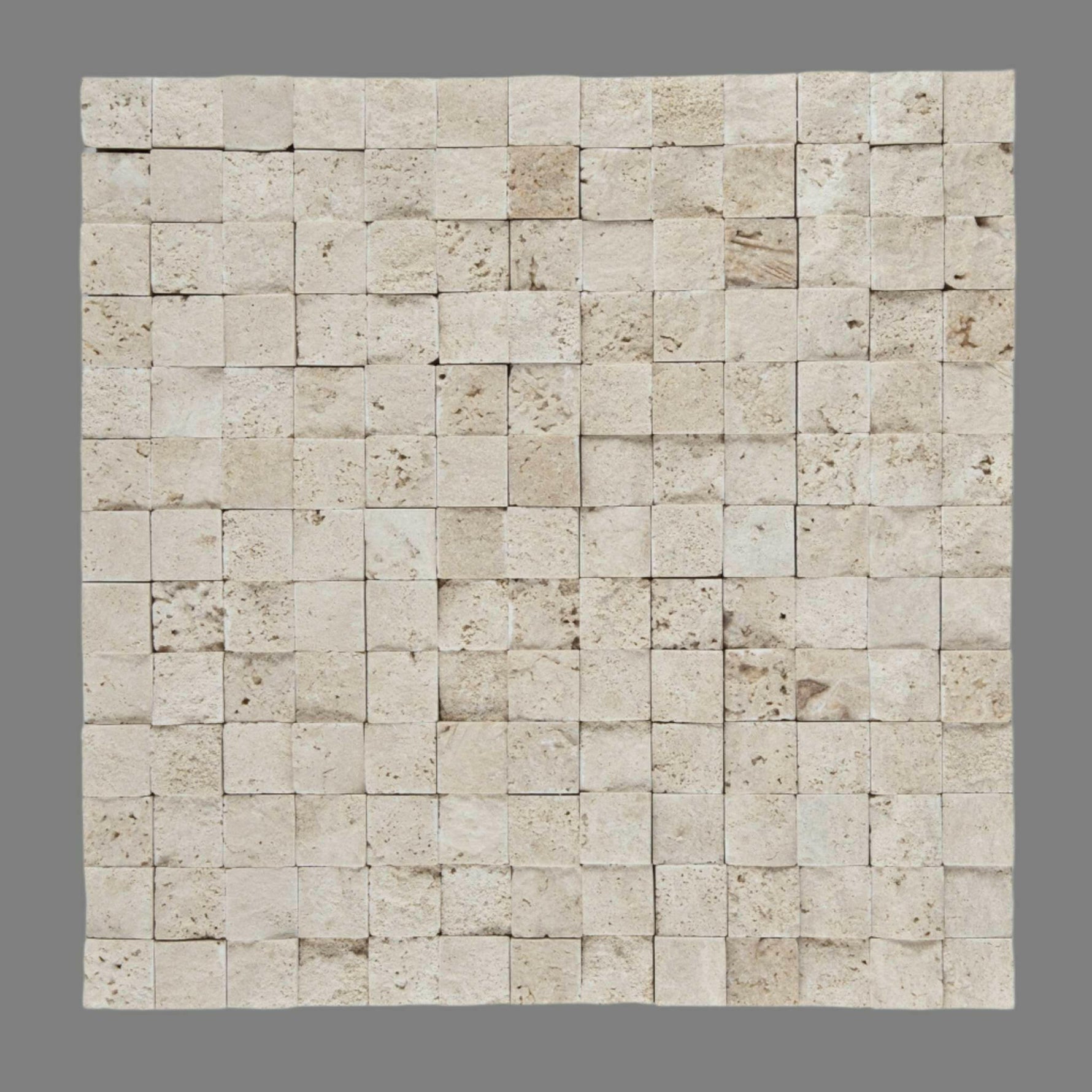 1x1 Ivory Travertine Split-Faced Mosaic Tile 1x1 Ivory Travertine Split-Faced Mosaic Tile - American Tile Depot