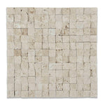 1x1 Ivory Travertine Split-Faced Mosaic Tile 1x1 Ivory Travertine Split-Faced Mosaic Tile - American Tile Depot