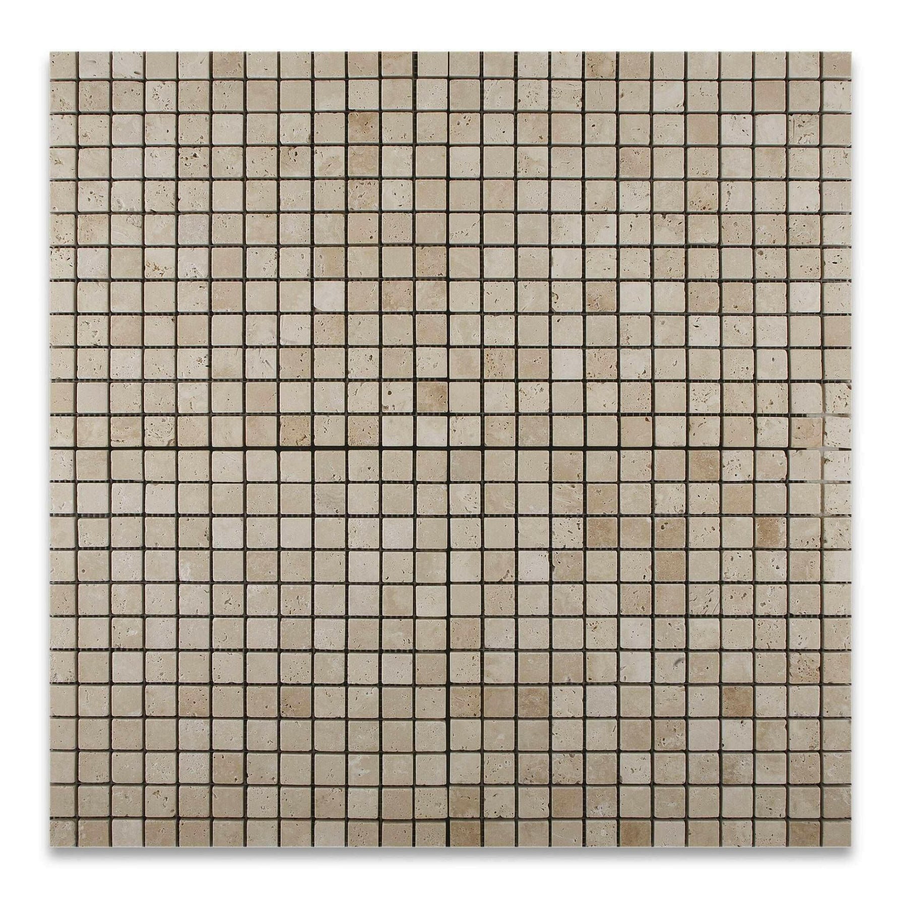 1x1 Ivory Travertine Tumbled Mosaic Tile 1x1 Ivory Travertine Tumbled Mosaic Tile - American Tile Depot