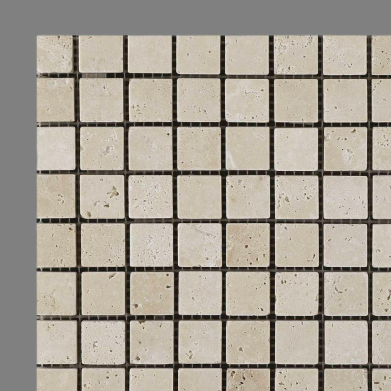 1x1 Ivory Travertine Tumbled Mosaic Tile 1x1 Ivory Travertine Tumbled Mosaic Tile - American Tile Depot