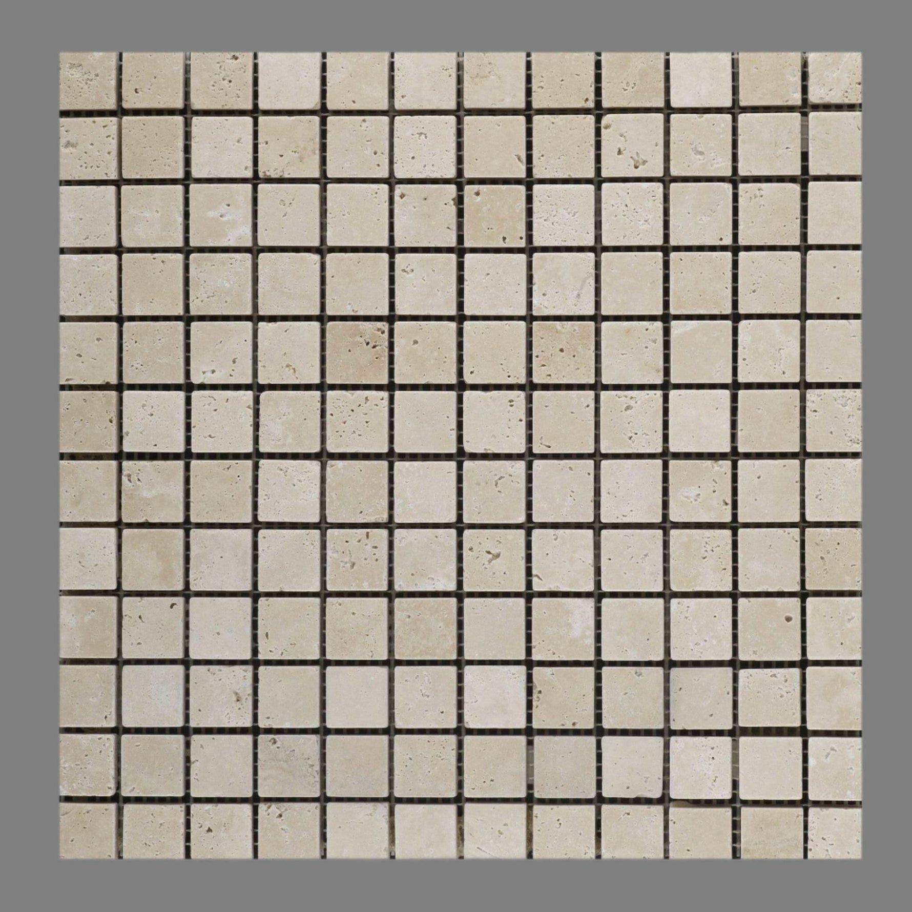 1x1 Ivory Travertine Tumbled Mosaic Tile 1x1 Ivory Travertine Tumbled Mosaic Tile - American Tile Depot