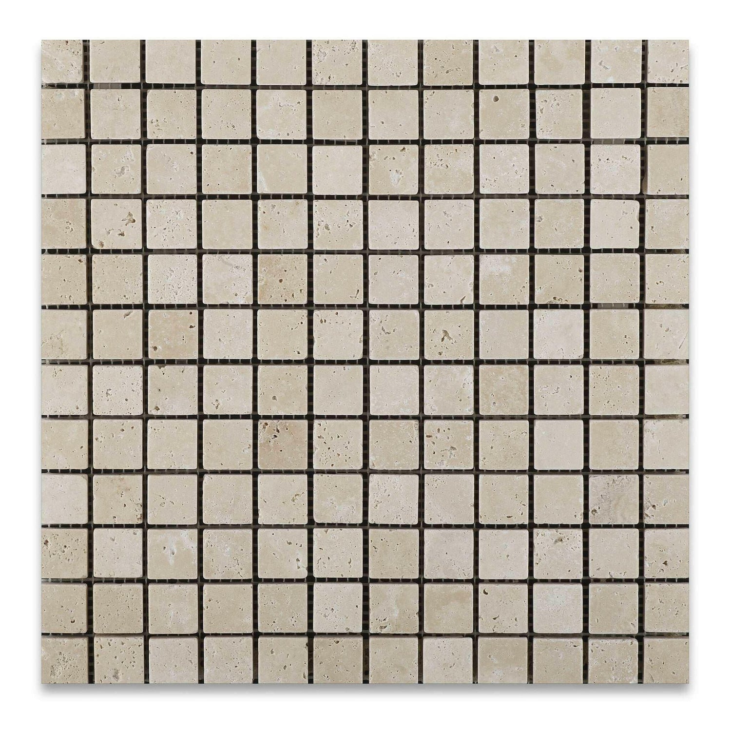 1x1 Ivory Travertine Tumbled Mosaic Tile 1x1 Ivory Travertine Tumbled Mosaic Tile - American Tile Depot