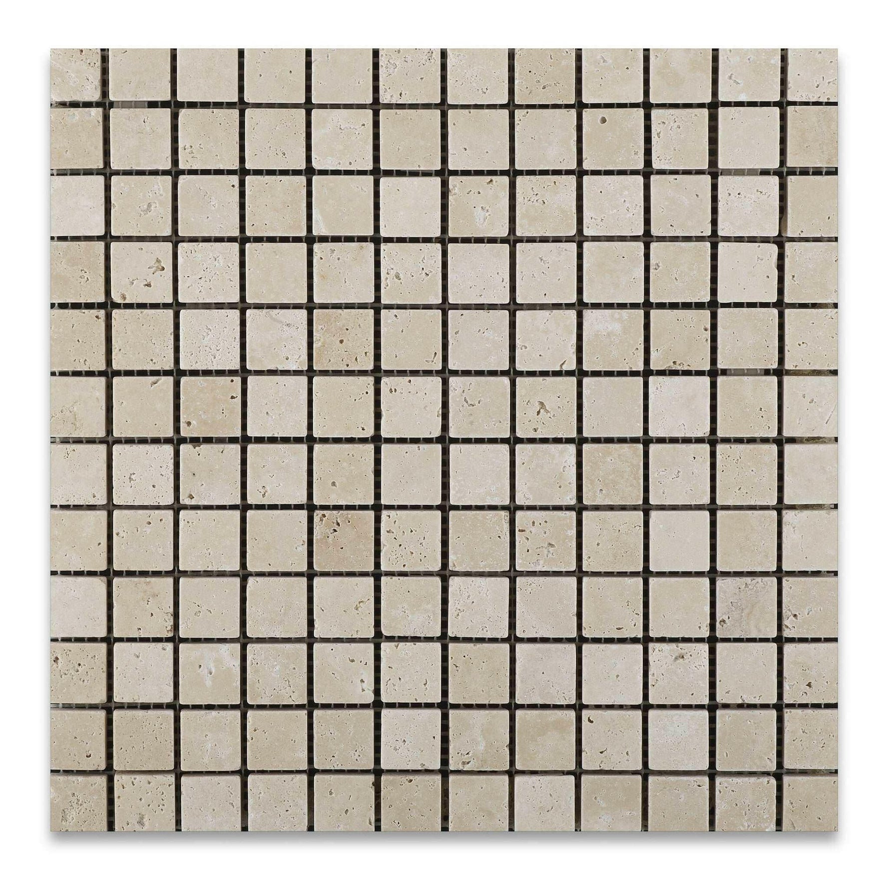 1x1 Ivory Travertine Tumbled Mosaic Tile 1x1 Ivory Travertine Tumbled Mosaic Tile - American Tile Depot