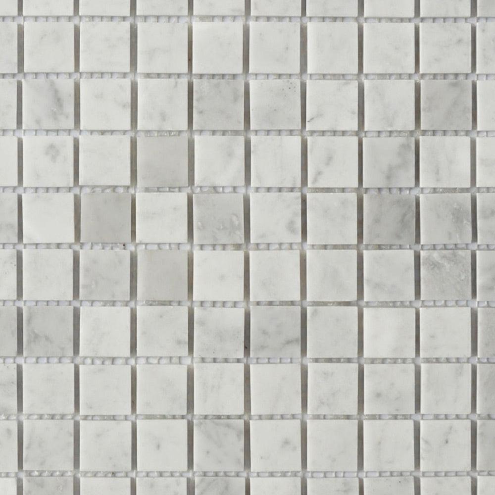 1x1 Mineralis Carrara Marble Polished Stone & Glass Mosaic Tile 1x1 Mineralis Carrara Marble Polished Stone & Glass Mosaic Tile - American Tile Depot