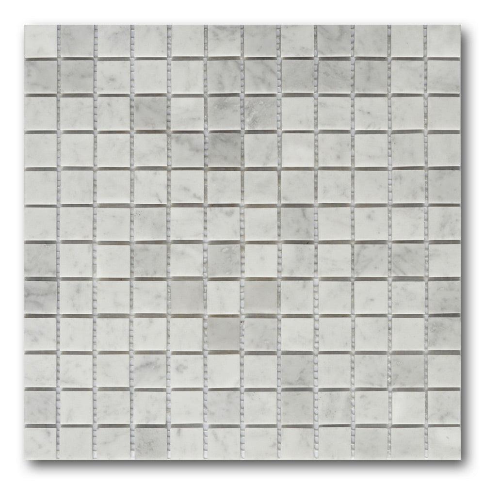 1x1 Mineralis Carrara Marble Polished Stone & Glass Mosaic Tile 1x1 Mineralis Carrara Marble Polished Stone & Glass Mosaic Tile - American Tile Depot