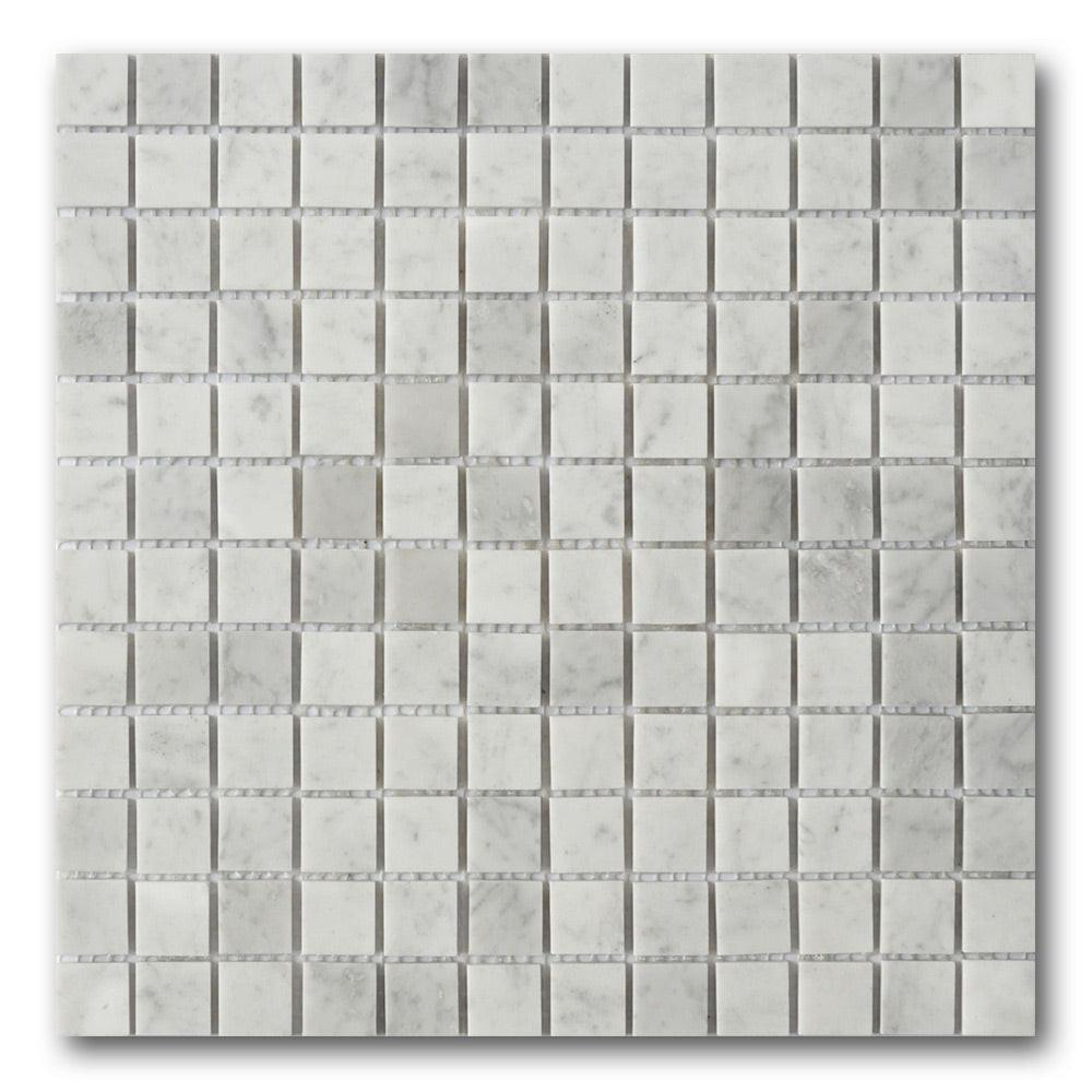 1x1 Mineralis Carrara Marble Polished Stone & Glass Mosaic Tile 1x1 Mineralis Carrara Marble Polished Stone & Glass Mosaic Tile - American Tile Depot
