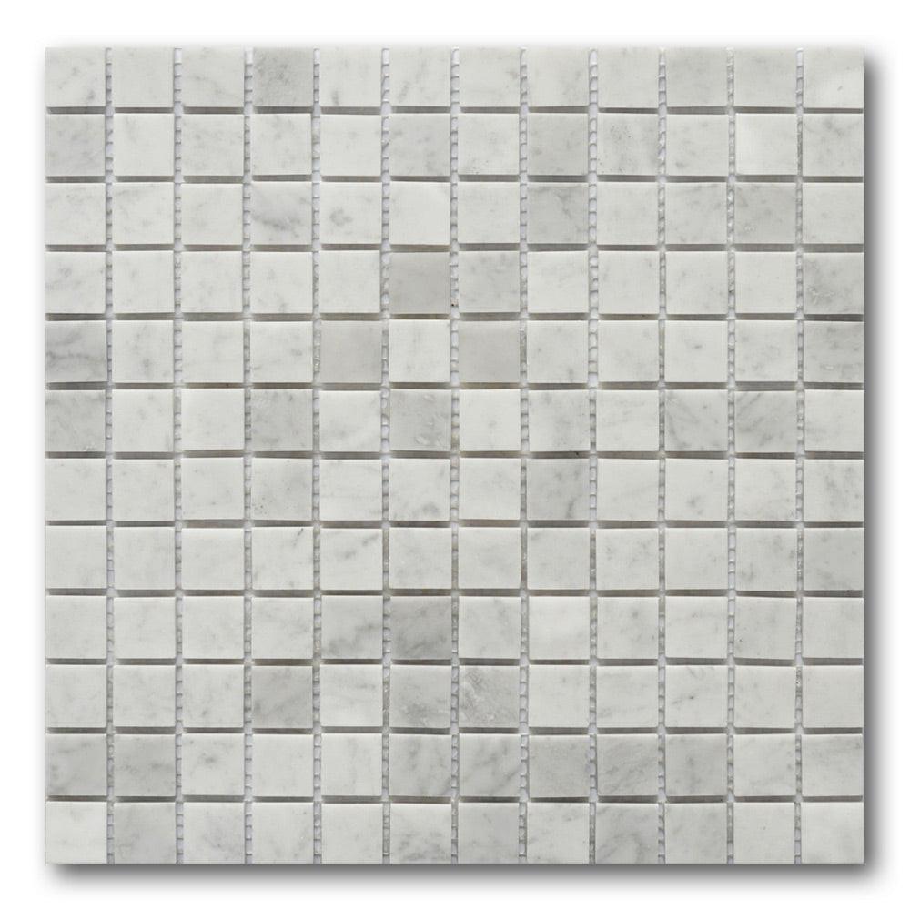 1x1 Mineralis Carrara Marble Polished Stone & Glass Mosaic Tile 1x1 Mineralis Carrara Marble Polished Stone & Glass Mosaic Tile - American Tile Depot