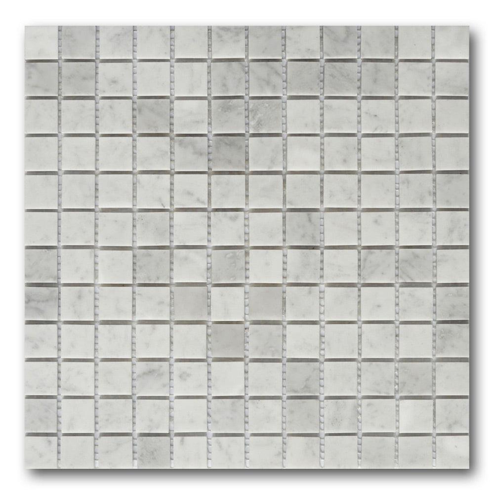 1x1 Mineralis Carrara Marble Polished Stone & Glass Mosaic Tile 1x1 Mineralis Carrara Marble Polished Stone & Glass Mosaic Tile - American Tile Depot