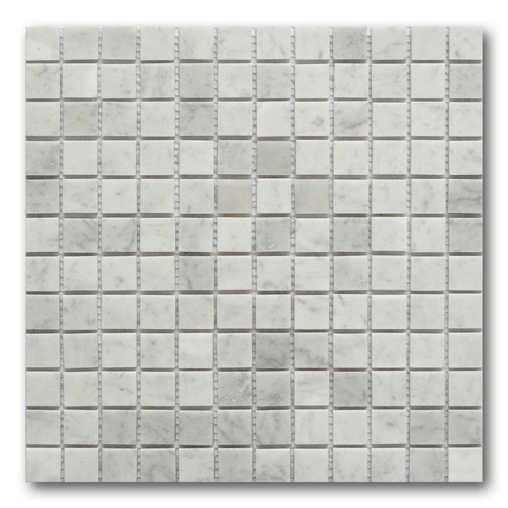1x1 Mineralis Carrara Marble Polished Stone & Glass Mosaic Tile 1x1 Mineralis Carrara Marble Polished Stone & Glass Mosaic Tile - American Tile Depot
