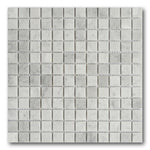1x1 Mineralis Carrara Marble Polished Stone & Glass Mosaic Tile 1x1 Mineralis Carrara Marble Polished Stone & Glass Mosaic Tile - American Tile Depot