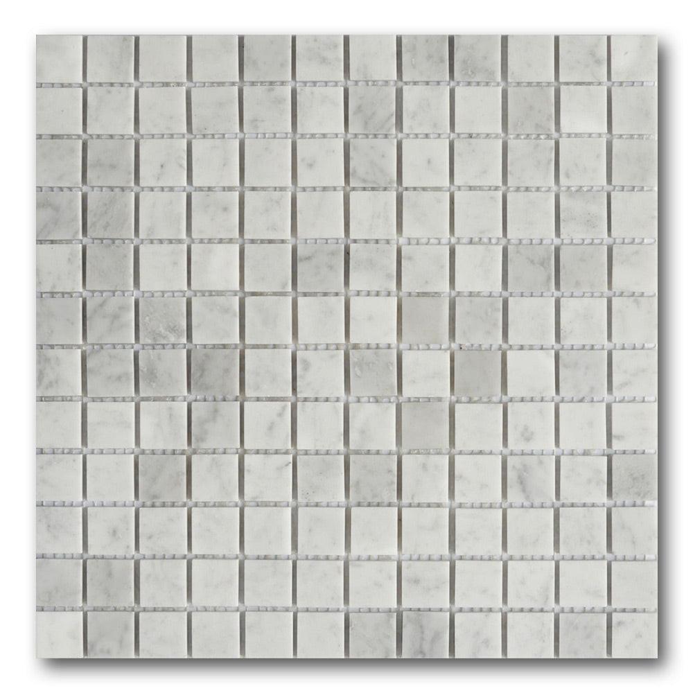 1x1 Mineralis Carrara Marble Polished Stone & Glass Mosaic Tile 1x1 Mineralis Carrara Marble Polished Stone & Glass Mosaic Tile - American Tile Depot