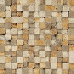 1x1 Mixed Travertine HI-LOW Split-Faced Mosaic Tile 1x1 Mixed Travertine HI-LOW Split-Faced Mosaic Tile - American Tile Depot