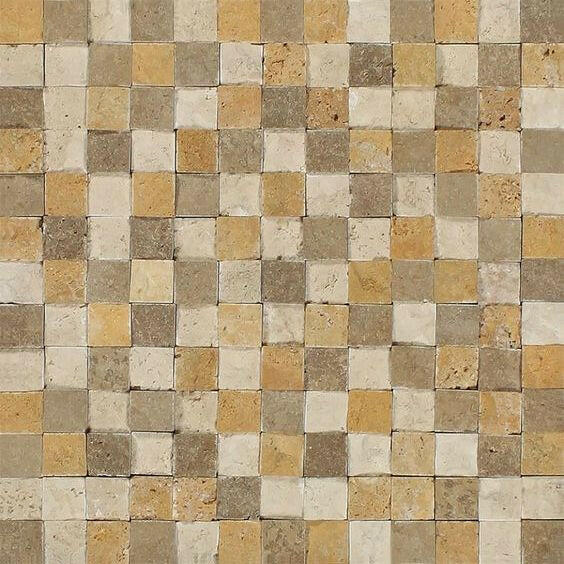 1x1 Mixed Travertine Split-Faced Mosaic Tile 1x1 Mixed Travertine Split-Faced Mosaic Tile - American Tile Depot