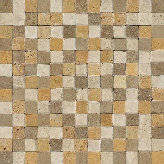 1x1 Mixed Travertine Split-Faced Mosaic Tile 1x1 Mixed Travertine Split-Faced Mosaic Tile - American Tile Depot