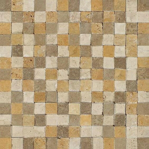 1x1 Mixed Travertine Split-Faced Mosaic Tile 1x1 Mixed Travertine Split-Faced Mosaic Tile - American Tile Depot