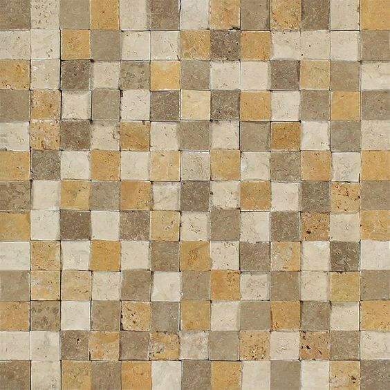 1x1 Mixed Travertine Split-Faced Mosaic Tile 1x1 Mixed Travertine Split-Faced Mosaic Tile - American Tile Depot