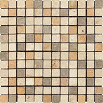 1x1 Mixed Travertine Tumbled Mosaic Tile - American Tile Depot