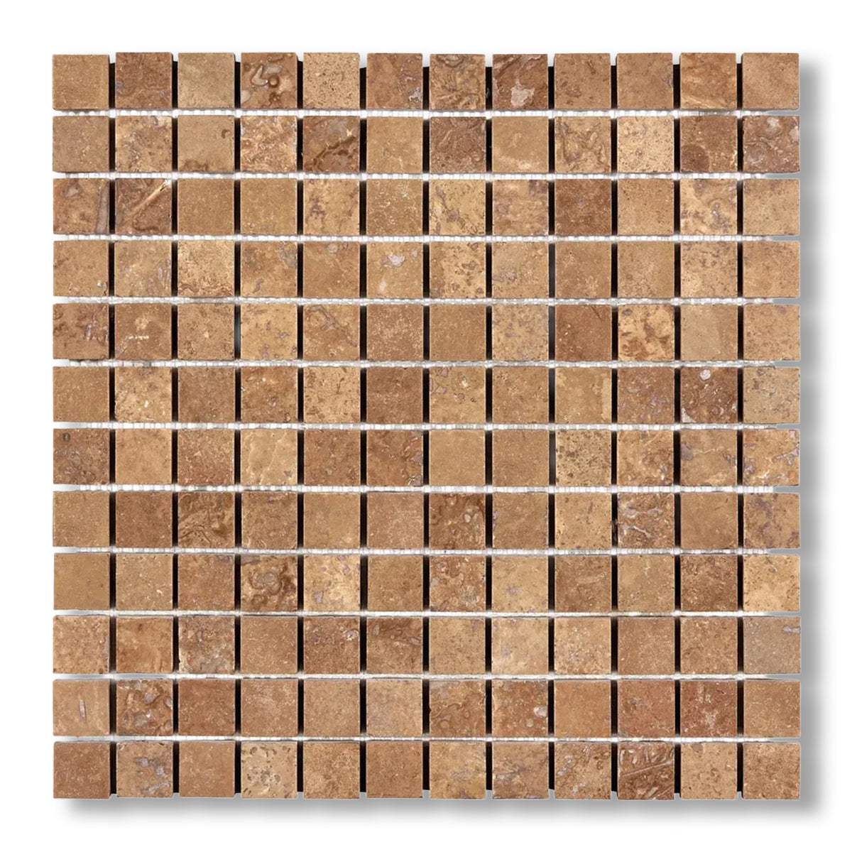 1x1 Noce Travertine Filled & Honed Mosaic Tile