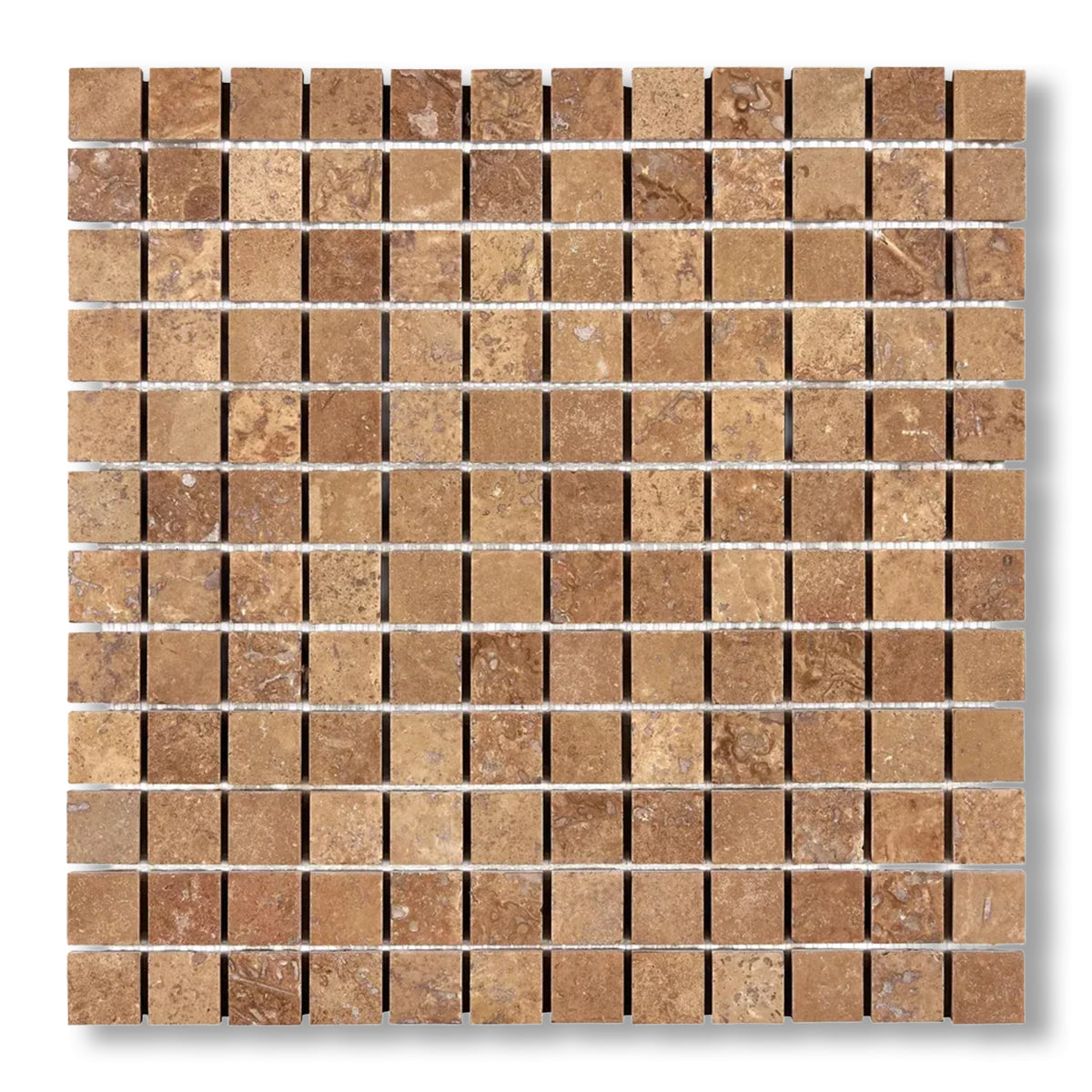 1x1 Noce Travertine Filled & Honed Mosaic Tile - American Tile Depot