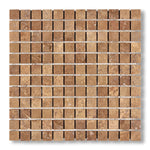 1x1 Noce Travertine Filled & Honed Mosaic Tile - American Tile Depot