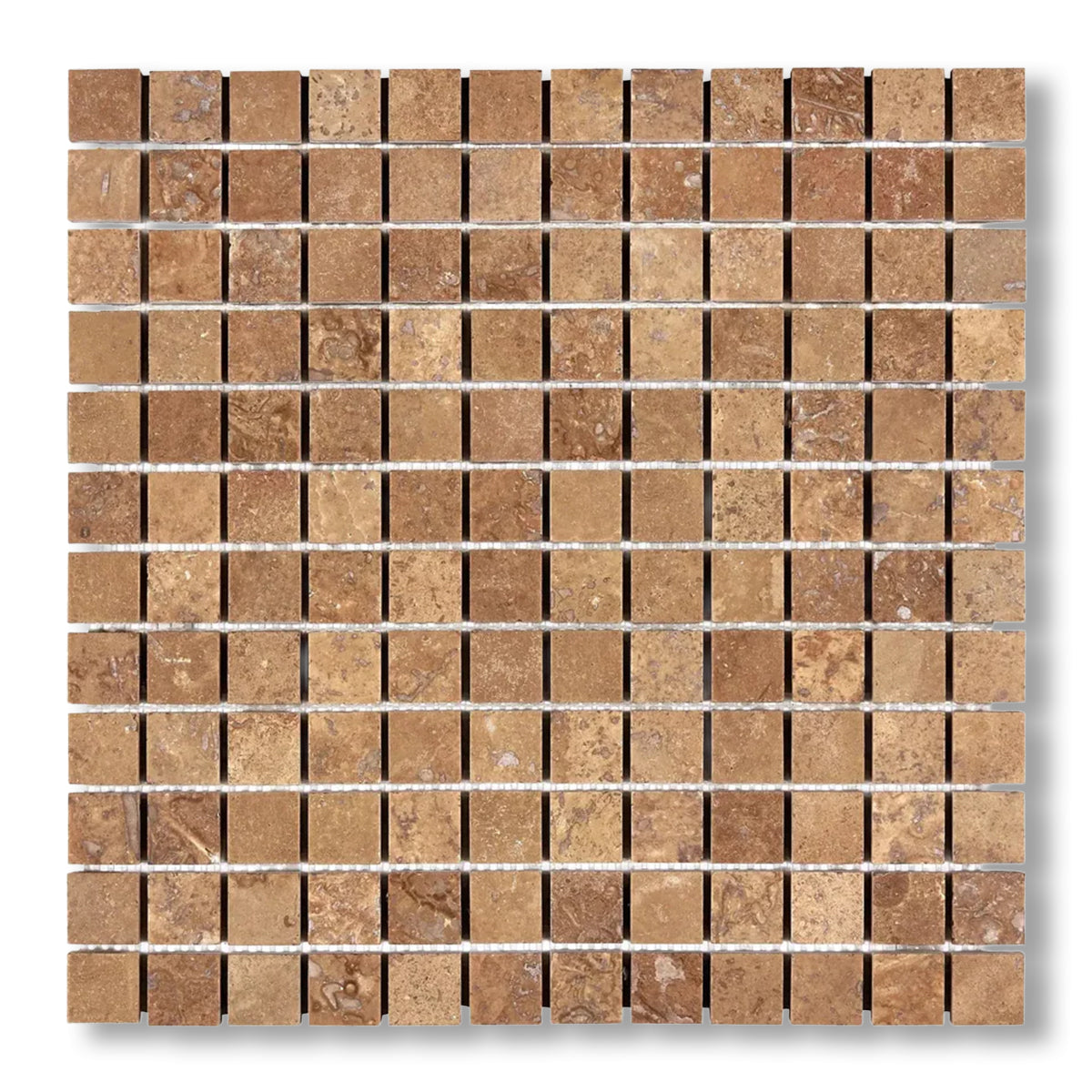 1x1 Noce Travertine Filled & Honed Mosaic Tile - American Tile Depot