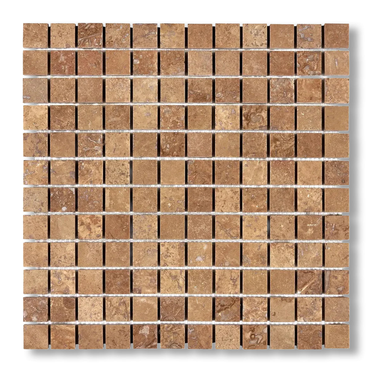 1x1 Noce Travertine Filled & Honed Mosaic Tile - American Tile Depot